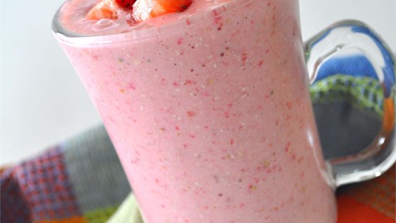 maak nu een lekkere aardbei havermout ontbijt smoothie